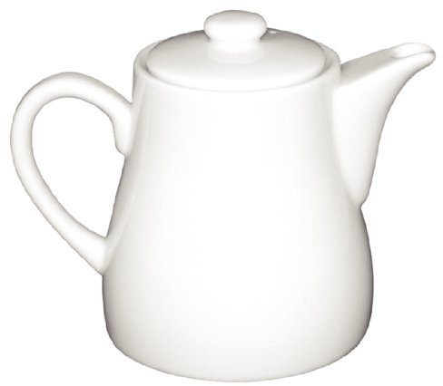 Olympia Whiteware Porcelain Teapots 795ml Infuser, White, Pack of 4 | Pinprick hole ensures consistent pouring while vitrified body offers heat resistance; oven, dishwasher and freezer proof.