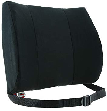 Core Products Sitback Rest Cushion Lumbar Support for Lower Back & Office Chair, Adjustable Strap Contoured Foam, Black - 13 x 14 x 5, Made in the USA