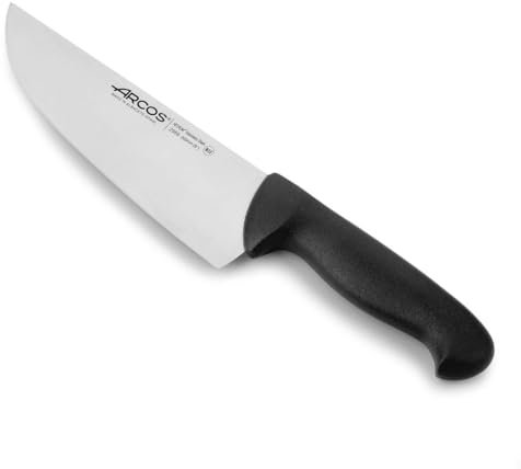 Arcos Serie 2900 - Cuchillo Carnicero Ancho - Hoja de Acero Inoxidable NITRUM de 200 mm - Mango inyectado en Polipropileno Color negro