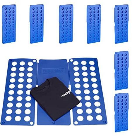Relaxdays 8X Planches à Plier Le Linge, 2e génération, Plie Chemise, plieuse vêtements, Salle de Bain, 60 x 70 cm, Bleu