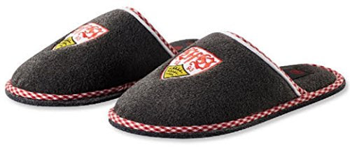 VFB Stuttgart Pantoffeln / Hausschuhe grau meliert mit Wappen verschiedene Größen von 36-46 (42)