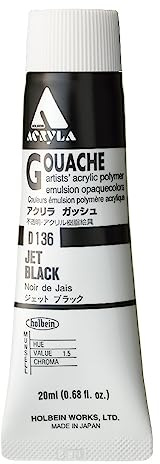 Holbein Acryla Designer Gouache Jet Black 20ml tube