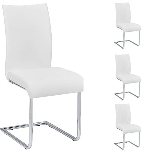 IDIMEX Esszimmerstuhl Schwingstuhl ALADINO, Set mit 4 Stühlen Chrom/weiß