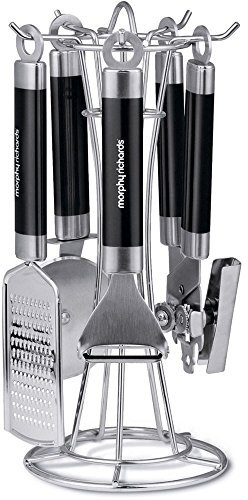 Morphy Richards Kitchen Utensils Set, Accents Range, Kitchen Gadget Set, Stainless Steel, Black, 4-Piece