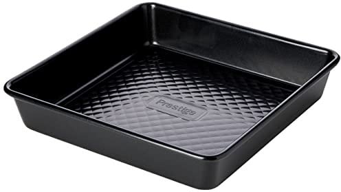 Prestige Inspire Square Cake Tins for Baking - Non Stick 9 Inch Cake Tin 23cm, Freezer & Dishwasher Safe, Heavy Gauge Carbon Steel Bakeware, Black