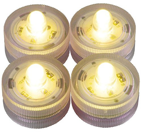 LED-Highlights Deko Kerzen Teelichter 4 er Set gelb leuchtend wasserdicht kabellos Batterie Stimmungslicht Tischlampe Innen Aussen