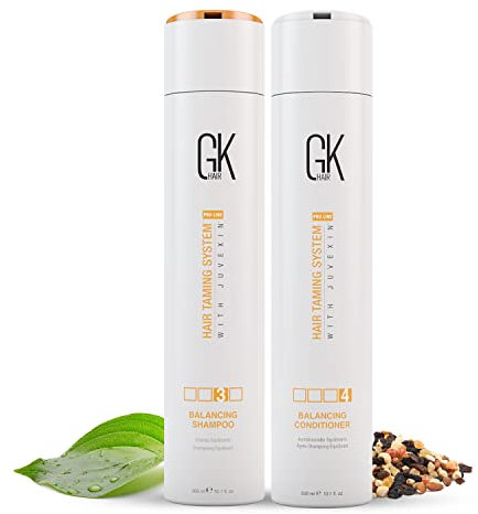 GK HAIR Balancing Shampoo und Spülung zur Reduzierung von fettigem Haar und fettiger Kopfhaut, Keratin-Tiefenreinigung, entfernt Unreinheiten, erfrischt, sulfatfrei 300ml