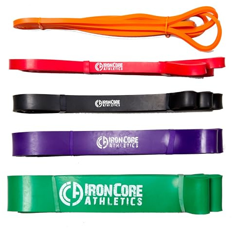 Iron Core Athletics 5-Band Exercise Set - Complete Resistance Range 5-120 lbs - Versatile Fitness Bands for Strength, Stretching, and Full-Body Workouts