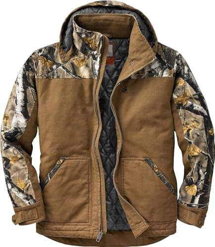 Legendary Whitetails Mens Winter Coat Quilted Canvas Water Repellent Insulated Workwear Jacket, Barley, LRG