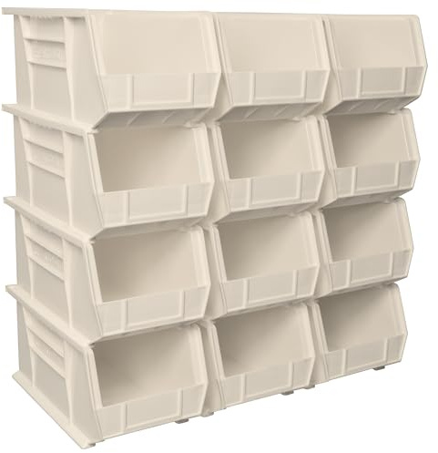 Akro-Mils 30240 Plastic Storage Stacking Hanging Akro Bin, 15-Inch by 8-Inch by 7-Inch, Stone, Case of 12