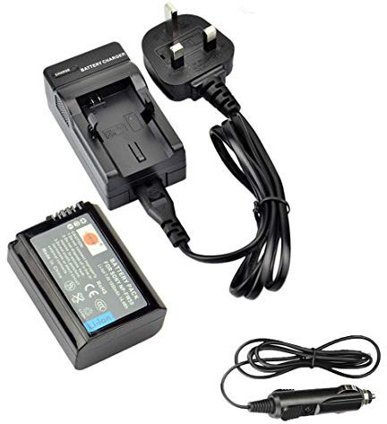 DSTE NP-FW50 Rechargeable Li-ion Battery + DC107U Travel and Car Charger Adapter for Sony Alpha 7, a7, Alpha 7R, a7R, Alpha 7R II, Alpha a3000, a6000, NEX-3, NEX-3N, NEX-5, NEX-5N, NEX-5R, NEX-5T