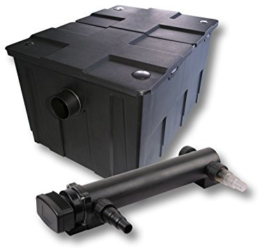 SunSun Komplettset: CBF-550 Teichfilter bis 60000 L Teichfilteranlage als Durchlauffilter, CUV-324 Teichklärer UVC Klärer mit 24 Watt UV-C Leistung