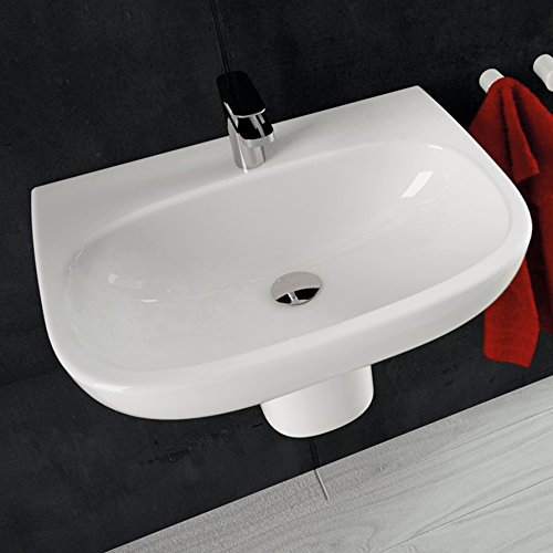 Lavabo Lavabo série Ten sur colonne en céramique Blanc 65 x 51 cm – Fabriqué en Italie