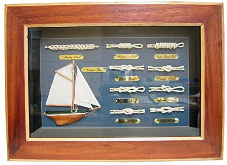 Sea-Club Knotentafel hinter Glas Knotenbild Holz 36x26cm