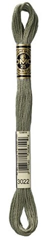 DMC 117-3022 Six Strand Embroidery Cotton Floss, Medium Brown Grey, 8.7-Yard