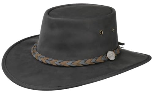 Barmah Squashy Twotone Leder Westernhut Rindslederhut Kuhleder (M (56-57 cm) - schwarz)