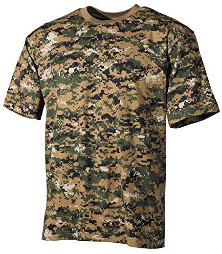 MFH US T-Shirt, halbarm,170 g/m² (DE/NL/SE/PL, Alphanumerisch, S, Regular, Regular, digital Woodland)