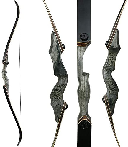 Huntingdoor 60 Inch Archery Takedown Recurve Bow RH Take down Traditional Longbow Handmade Wooden Hunting Bow for Right Hand Target Shooting Practice (50)
