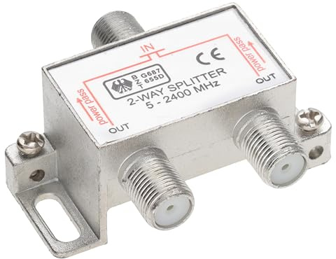 kenable F-Type Screw Connector Splitter for Virgin Media Cable TV Satellite 5-2450MHz 2 Way 2.4GHz