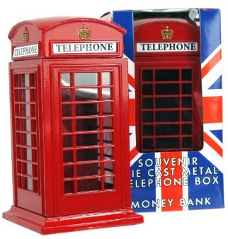 Money Boxes Meduim Telefonzelle Telefon, aus Druckguss, London, Sammlerstück, Souvenir-65228, Metallic-Rot
