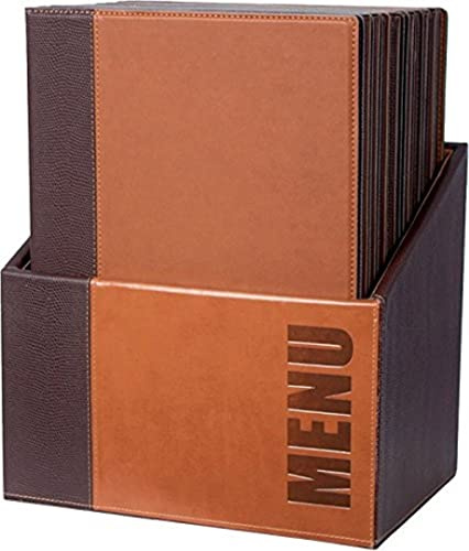 Securit Trendy Leather Style Menu Holders in Light Brown Box - Displays 4x A4 - Set of 20 A4 Menu Holder | Displays 4 pages per holder to present extensive menus clearly, keeping multiple guest lists neat and professional.