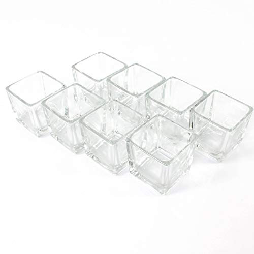 INNA-Glas 8 x Piccolo portacandela/Bicchiere cubico Kim, Trasparente, 6x6x6cm - Set portacandela/Bicchieri Decorativi