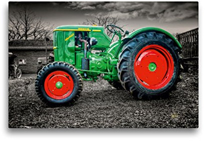 Premium Textil-Leinwand 45 x 30 cm Quer-Format Oldtimer Traktor Deutz | Wandbild, HD-Bild auf Keilrahmen, Fertigbild auf hochwertigem Vlies, Leinwanddruck von Peter Roder