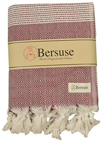 Bersuse 100% Baumwolle - Hierapolis XXL Strandtuch Sofa-Überwurf - Burgunderrot