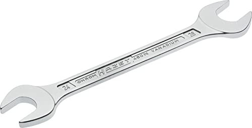 HAZET Doppel-Maulschlüssel 450N-24X26 verchromt, Schlüsselweite: 24 x 26 mm | Maulstellung: 15° | Schaft mit extra stabilem HAZET Doppel-T-Profil | Made in Germany