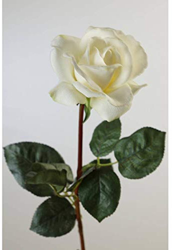 artplants.de Rose Artificielle Amelie, Blanc, 70cm, Ø 8cm - Fleur Artificielle - Rose sur Tige
