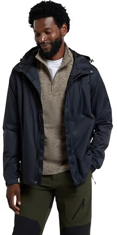 Mountain Warehouse Torrent Mens Waterproof Rain Jacket - Waterproof & Lightweight Raincoat with Taped Seams, Zipped Pockets - For Spring Summer Travelling & Outdoors Black 2XL
