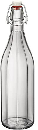 Oxford - Botella de agua para mesa (1 litro), diseño de botella de cristal con clip, ideal para hacer cordiales caseros e infusiones en el hogar