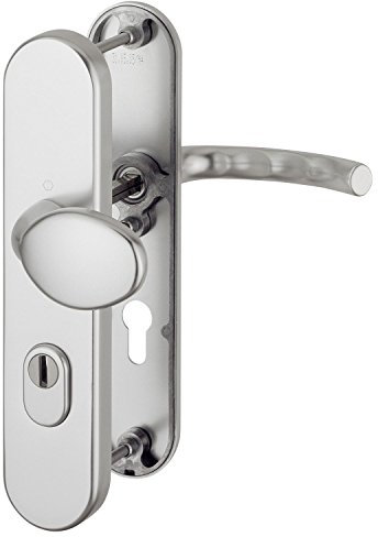 HOPPE Sicherheits-Wechselgarnitur TOKYO auf Langschild Profilzylinder Entfernung 88mm, für Türstärke 67-72mm, SST 8, 5, mit Kernziehschutz, silber eloxiert
