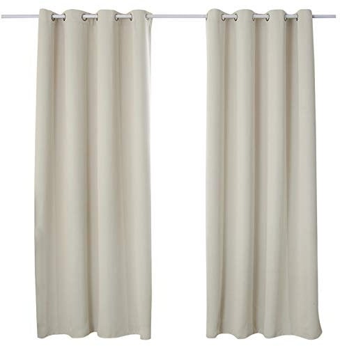 WOLTU Gardinen mit Ösen, Verdunklungsvorhang Blickdicht, Thermo Vorhang gegen Kälte und Hitze, Ösenschal, 250g/m² Dicke Vorhang, für Wohnzimmer Schlafzimmer, Beige