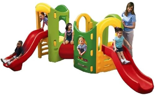 Little Tikes Parco giochi regolabile 8-in-1 - Set da gioco all'aperto (2 scatole) - Incoraggia il gioco attivo - Giochi e avventura in giardino - Per bambini dai 2 anni in su - Naturale