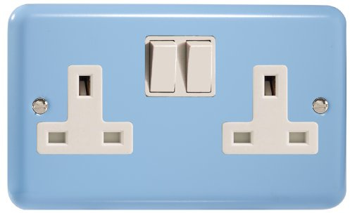 Varilight 2-Gang 13A Double Pole Switched Socket Duck Egg Blue