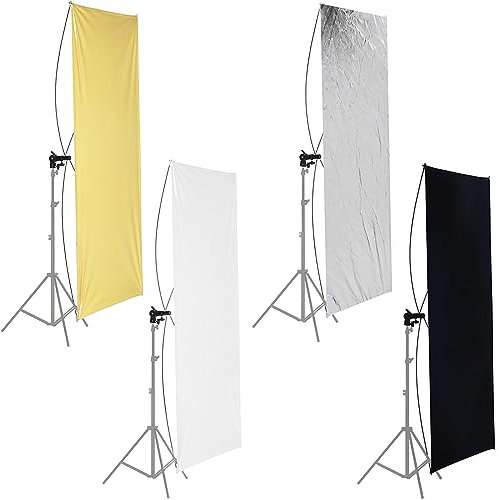 Neewer 90 x 180 cm Foto Studio Flat Panel Light Reflektor mit 360 Grad drehbar Halterung und Tragetasche - Gold/Silber und Schwarz/Weiß