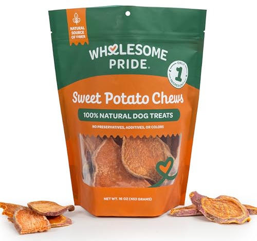 Wholesome Pride Sweet Potato Chews Dog Treats – All-Natural, Single-Ingredient, Grain-Free, 16 oz