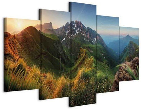 Cuadros B&D XXL - Leinwandbild Natur Berge Berglandschaft, 200x100 cm | Hochwertige Leinwand, sofort aufhängbar, ideal fürs Wohn- oder Schlafzimmer, wasserfest und lichtecht, langlebig, stilvoll