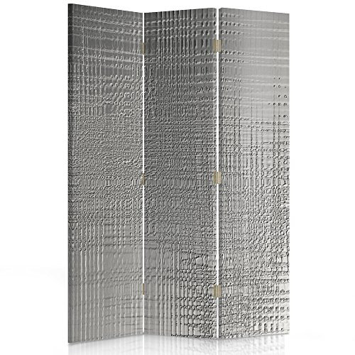 Feeby Paravent Glas Wasser 110x150 cm 3 Teilig Modern Design einseitig Raumteiler Wandschirme Foto Trennwand Raumtrenner Sichtschutz Spanische Wand auf Leinwand Bedruckt Abstrakt Grau