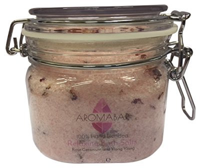 Rose Geranium Bath Salts Soak 550g Gift Jar Epsom Salts and Dead Sea Salts 100% Natural Packed with Minerals