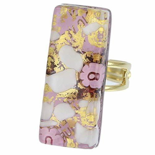 Glass Of Venice Bague Rectangulaire Reflets Vénitiens - Or Violet