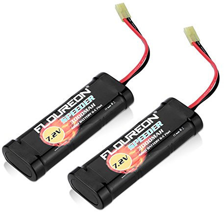 FLOUREON 7.2V 3000mAh NiMH 6 Cell Rechargeable RC Battery with Tamiya Plug for Popular Standard RC Cars including Traxxas, LOSI, Associated, HPI, Tamiya, Kyosho (2pack)