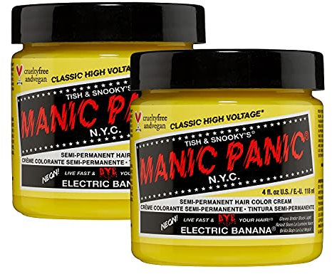 Manic Panic Electric Banana Classic Creme, Vegan, Cruelty Free, Yellow Semi Permanent Hair Dye 2 x 118ml