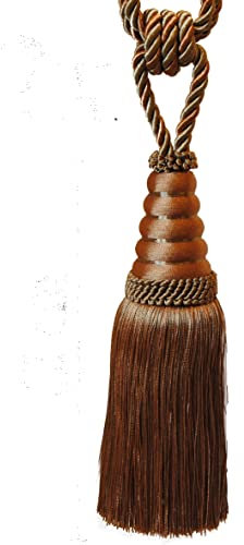 Mosel Avenue Art & Gobelin Studio Raffhalter Quaste 20 cm mit Kordel 60 cm Farbe Braun Gardinenhalter Quaste Raffhalter Halter für Gardinen Jugendstil