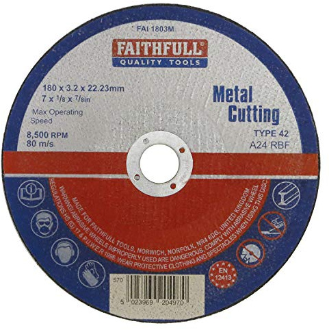 Faithfull Cut Off Disc for Metal 180 x 3.2 x 22mm