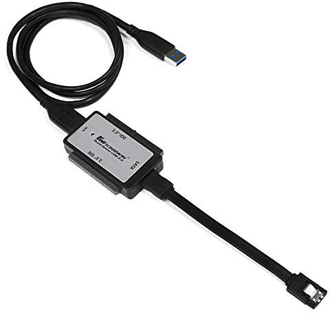 Kingwin Adaptador Universal USB 3.0 a SSD/SATA/IDE para Discos Duros de 2,5 Pulgadas, 3,5 Pulgadas, 5,25 Pulgadas. Compatible con HDD (SATA I/II/III), [Intercambiable en Caliente], Velocidad de 5