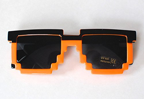 Loot Crate Pixelated 8-bit Orange & Black Retro Sunglasses Exclusive Sonnenbrille
