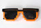 Loot Crate Pixelated 8-bit Orange & Black Retro Sunglasses Exclusive Sonnenbrille
