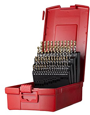 Dormer A095202 HSS High Speed Steel Jobber Drill Bit Set with 118 Degree Tin Tipped Split Point, Set of 51